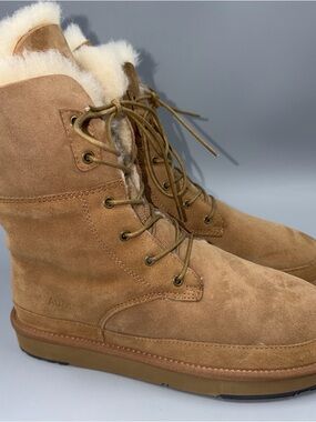 AU&MU Shearling Leather Sheepskin Lace-up Mid-Calf Winter Boots- Women’s 11-New